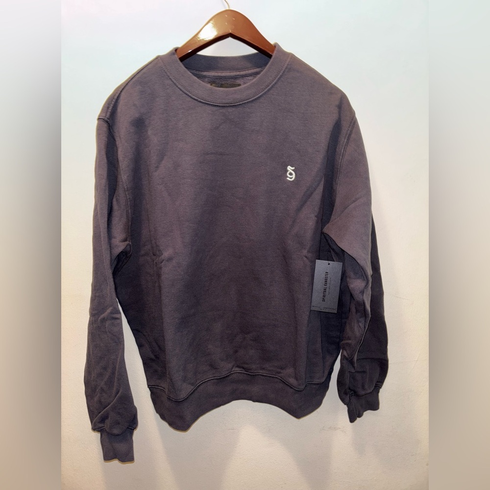 NWT Spiritual Gangster Classic Monogram Crew Sweatshirt Minimalist Vintage Black